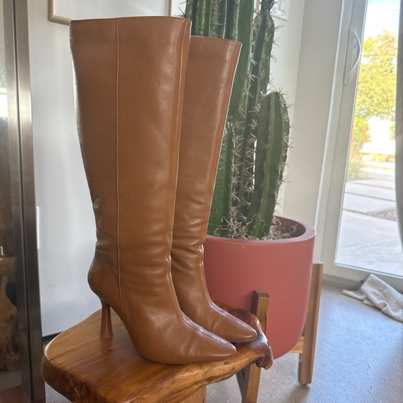 Mango Tan Heeled Leather Boots - Picture 1 of 4